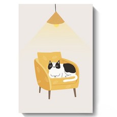 Sunbit 室內裝飾 Momo 帆布畫框 黃色沙發貓