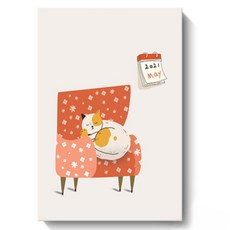 Sunbit 室內裝飾 Momo 帆布畫框 紅沙發貓