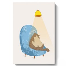 Sunbit 室內裝飾 Momo 帆布畫框 沙發胖貓