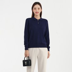 Elsso 女款柔軟基本款翻領長袖針織衫