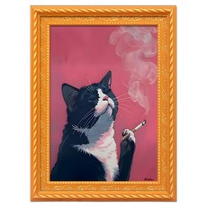 Anuro 名畫風格貓咪畫框型冰箱磁鐵 SCE043-B, 混合色