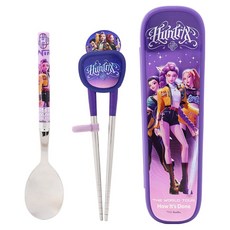 LiLFANT K-POP Demon Hunters 動感POP筷子湯匙滑蓋盒組, 混合色, 1套, 湯匙 + 筷子 + 收納盒