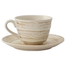 Daparang 復古米色陶瓷馬克杯 + 杯墊組 HJ1297, 白色, 1套