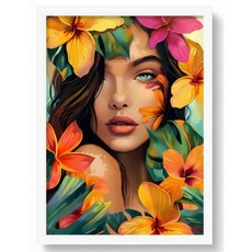 비즈포유 북유럽 Floral Portrait 알루미늄 아크릴 액자 P19, 화이트