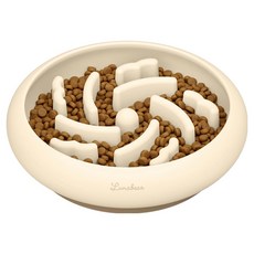 LunaBear 寵物防噎食靜音圓形矽膠食碗, 象牙白, 1個