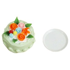 Alleophom 納骨塔裝飾 奉安堂 迷你蛋糕 + 碗 套組 L261-0101G, 綠色(蛋糕), 1套