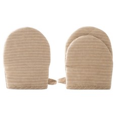 부엌다옴 스트라이프 미니 오븐장갑 양손착용 세트, 베이지, 1세트