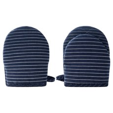 부엌다옴 스트라이프 미니 오븐장갑 양손착용 세트, 네이비, 1세트