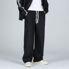 EV CLOSET 男士大尺碼鬆緊腰帶半寬版牛仔褲 6690-1