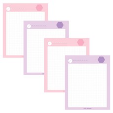 아이씨엘디자인 그리드 노트 패드 스몰 2종 x 2p 세트, 베이비핑크, 바이올렛, 1세트