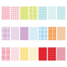 Iciel design 手帳裝飾 格紋內頁 21款 MIX 套組 素色格紋, 1套, 210張