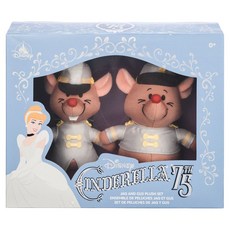 Disney STORE 公主 仙杜瑞拉 75週年 錫克 + 葛斯 小型絨毛娃娃套組 1000097000, 混合色, 1個, 17.8cm