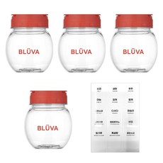 布魯巴 調味罐 紅色 250ml 字母貼紙 18種, 1個, 調味罐 4入, 字母貼紙 18種