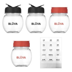 Blubar 黑色調味罐 250ml x 2入 紅色調味罐 250ml x 2入 18款文字貼紙, 1個, 調味罐2種, 字母貼紙18種
