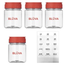 BLUEBARA 紅色調味罐 200ml 18種字母貼紙, 1個, 調味罐 4入, 18種字母貼紙