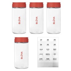 布魯巴 調味罐 紅色 350ml 字母貼紙 18種, 1個, 調味罐 4入, 字母貼紙 18種