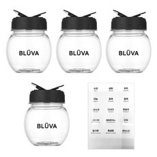 Blubar 調味罐 黑色 250ml 字母貼紙 18種, 1個, 調味罐 4入, 字母貼紙 18種