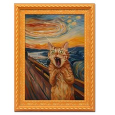 아느로 명화 스타일 고양이 액자 냉장고 자석 SCE043-D, 혼합색상