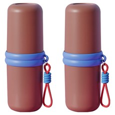 더자카 브라이트 컬러 휴대용 칫솔 케이스, 브라운, 2개