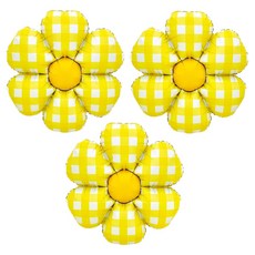 조이파티 체크데이지 꽃풍선 52 x 52 cm, 옐로우, 3개