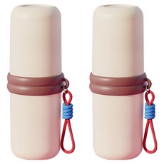 더자카 브라이트 컬러 휴대용 칫솔 케이스, 아이보리, 2개