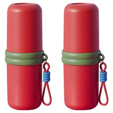 더자카 브라이트 컬러 휴대용 칫솔 케이스, 레드, 2개