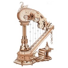 ROKR DIY 魔術豎琴音樂盒木製拼圖 AMK71, 混合色, 1個, 350件