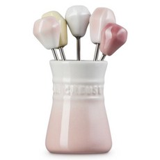 LE CREUSET 餐具組 雪花白 + 奶油黃 + 貝殼粉 + 薔薇粉 + 淡粉紅, 1套, 餐叉 5支