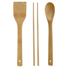 대나무 파스타 조리도구 3p 세트, 1세트, 일자뒤집개 + 튀김젓가락 + 볶음스푼