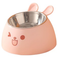 둥둥펫 반려동물 키높이형 토끼 밥그릇, 핑크, 1개