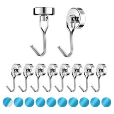 대한 네오디움 초강력 자석 180도 회전형 후크 20mm, 실버, 10개