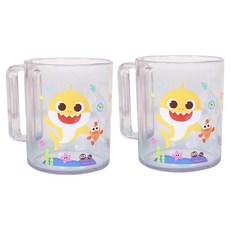 IJOUM 鯊魚寶寶幼兒可愛手把杯, 混合顏色, 2個, 300ml