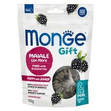 몬지 도그 기프트 모노프로틴 슈퍼M 트릿 성장 서포트 퍼피 & 주니어 돼지고기와 블랙베리, 혼합맛(돼지/블랙베리), 150g, 1개