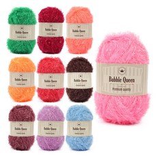 brandyarn Bubble Queen系列 菜瓜布線, 綠色 + 棗紅色 + 杏橘色 + 橘色 + 亮紅色 + 深咖色 + 酒紅色 + 紫色 + 天藍色 + 亮粉色, 10件
