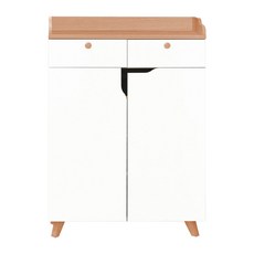 E-home Breeze 微風系 2抽2門收納實木腳鞋櫃 GU007A, 原木色, 4層