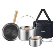 Corelle Brands 康寧餐具 收納鍋具7件組, 不鏽鋼, 1套, 平煎鍋 + 牛奶鍋 + 牛奶鍋蓋 + 湯鍋+ 湯鍋蓋 + 提袋 + 握把