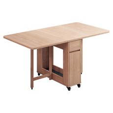 E-home Fika悠享系1抽1門折合蝴蝶長方餐桌 GU012A-nat, 原木色, 4人