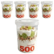 uh homedeco 希臘優格圓形分裝容器 透明 6號 500ml, 5個, 1入