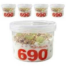 UH홈데코 그릭 요거트 원형 소분용기 투명 4호 690ml, 5개, 1개입