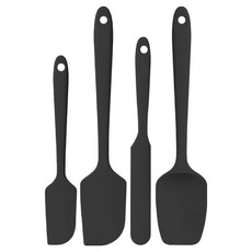 OURWORKS 烘焙料理用矽膠刮刀4件組, 黑色, 1套