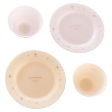 MYUMYU 沐慕家居 慈玉碗盤4件組, 米色 + 粉色, 1套, 粉盤 + 米盤 + 粉碗 + 米碗