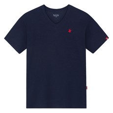 BEVERLY HILLS POLO CLUB 比佛利保羅 男女通用 涼感 透氣 小標誌 標準版型 V領 短袖 T恤 CPW0T07, 海軍藍