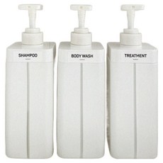 newnlook 洗髮精補充包 毫米凝膠型浴室按壓瓶 720ml x 3入 + 4種標籤貼紙組, 白色(按壓瓶), 1套