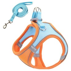 그린허그 토끼 고양이 빛반사 소동물 메시 하네스 세트, 오렌지, 1세트