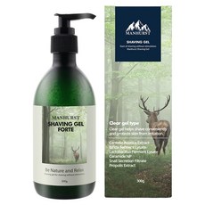 Manhurst 低刺激微酸性保濕積雪草強效刮鬍凝膠, 300g, 1個