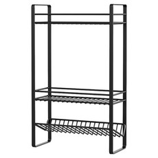더자카 다용도 욕실 철제 3단 수납 선반, 블랙, 1개