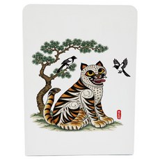 빅드림 전통민화 호작도 K 컬쳐 철제 북엔드, 화이트