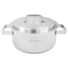 AETHER AETHER IH 電磁爐用 全五層無研磨劑304不鏽鋼雙耳鍋, 銀色, 1個, 20cm