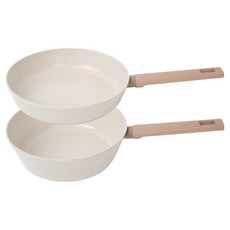 델라고 인덕션 베로 세라믹 코팅 프라이팬 24cm + 웍팬 24cm 세트 2개, 1세트, 스톤크림