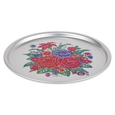 심플팬 레트로 알루미늄 원형 쟁반, 실버, 1개